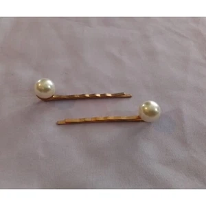 Vintage Pearl & Gold Tone Bobby Pins Hair Accessories - Picture 1 of 3