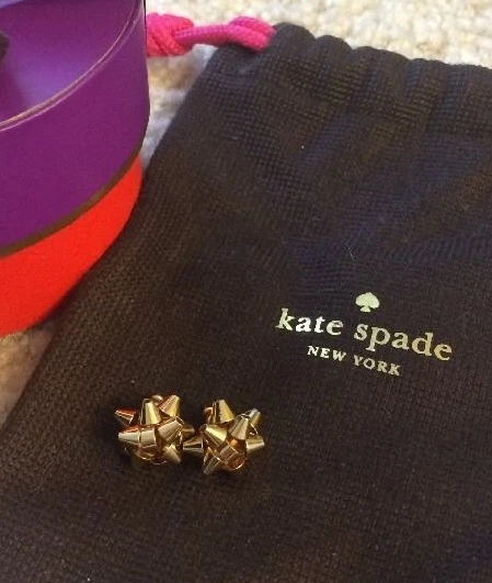 14 kt Gold ✦ Kate Spade NY ✦ Bourgeois Bow Earrings Gift Box BIRTHDAY! AUTHENTIC - Image 1 of 4
