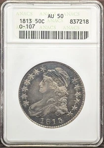 1813 Liberty Capped Bust Half Dollar ANACS AU 50 (Old ANACS Soap Box) - Picture 1 of 6