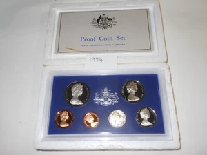 1974 RAM Royal Australia Mint Proof 6 Coin Set 50 20 10 5 2 1 cent - Picture 1 of 6