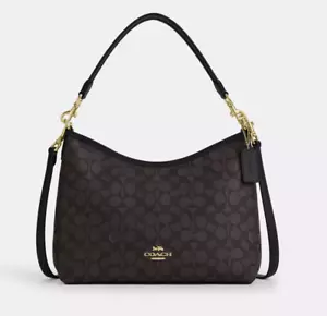 Borsa a tracolla Coach CV975 Laurel firmata tela nera noce borsa a tracolla - Foto 1 di 5