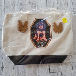 NEW Dog Tote Bag Zip Canvas Leather Toppers Harbor Lights 10x13 Gordon Setter - Picture 1 of 9