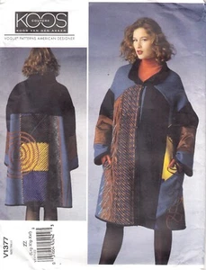 Vogue 1377 uncut pattern Koos Van Den Akker plus size coat 16-26 overlays - Picture 1 of 2