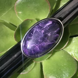 Stunning Large Oval Purple Sugilite Statement Ring sz 7 - Unknown Metal (steel?) - Picture 1 of 7