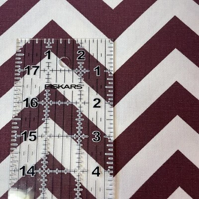 Maroon And White Chevron Upholstery Premier Fabric 19.5x56 In Remnant — 第 1/2 张图片