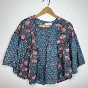 Camicetta boxy RACHEL ZOE Boho stampa floreale mista contadina babydoll - Foto 1 di 9