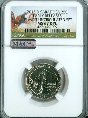 2015 D SARATOGA QUARTER NGC MAC MS67 DPL VERY RARE FINEST    .  - Image 1 of 4