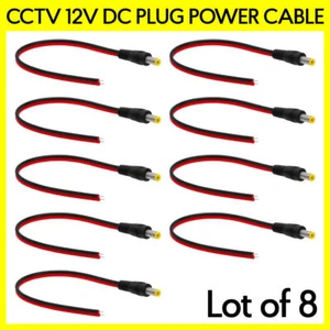8 Stück CCTV DC Stecker Stecker Zopf 2 Draht Rot Schwarz 8" Kabel Stromkabel Stecker - Bild 1 von 3