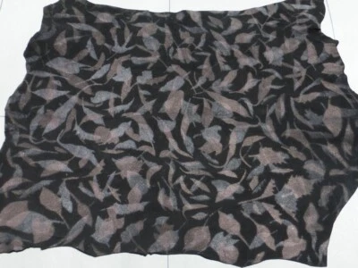 Goatskin Kidskin leather Suede hide Autumn Fallen Leaves Print on Black Suede - Image 1 of 4