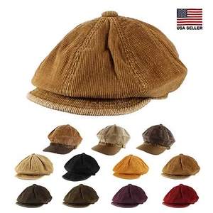 Corduroy Gatsby Golf Cotton Slouchy Newsboy Cabbie Cap Hat Mens Womens Unisex  - Picture 1 of 13