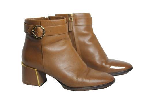 Stivaletti Tory Burch SOFIA marroni finiture oro pelle stivaletti donna US 6 5