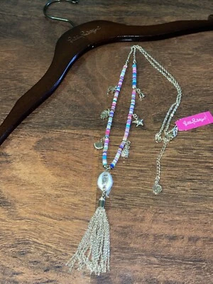 COLLAR LILLY PULITZER DORADO METÁLICO ALTO VERANO ENCANTO Coloridas Cuentas Heishi Nuevo con Etiquetas Foto 1 de 4