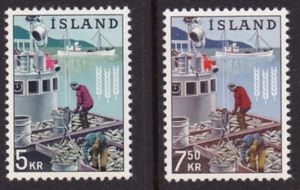 ICELAND #354-355 MNH HERRING BOAT, "FREEDOM FROM HUNGER" CAMPAIGN - Picture 1 of 1
