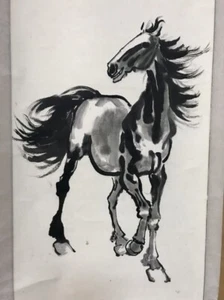 CHINESE PAINTING HANGING SCROLL CHINA HORSE ASIAN PICTURE VINTAGE f722 - Picture 1 of 8