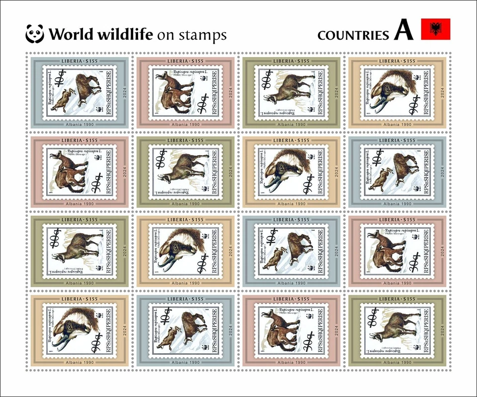 Estampillas de la WWF en estampillas Albania estampillas MNH 2024 Liberia M/S 16v Foto 1 de 1