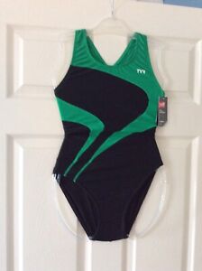 Tyr Alliance T-Splice Maxfit Swimsuit, Black/Green Malit1A-93, Size 32