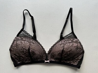 Betsey Johnson Black Lace Padded Plunge Bra #J4177 Size S - Image 1 of 4