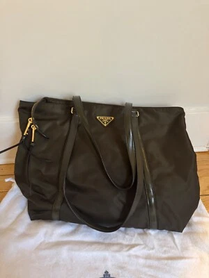 Women's Prada Saffiano Leather and Nylon Tote, in Camouflage Green - Image 1 of 4