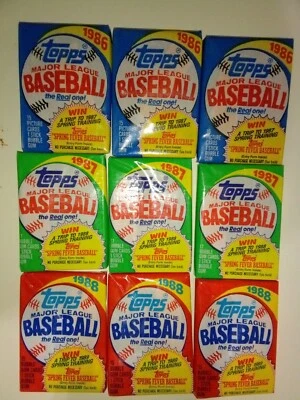 Tarjetas de béisbol Topps 1986, 1987 y 1988 9 paquetes de cera Foto 1 de 4
