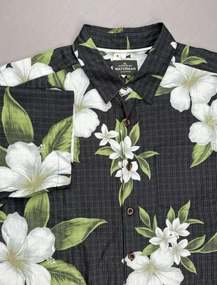Camisa Hawaiana Quiksilver Para Hombres Waterman Estampada SS Tejida Con Botones Talla M - $89 Foto 1 de 4