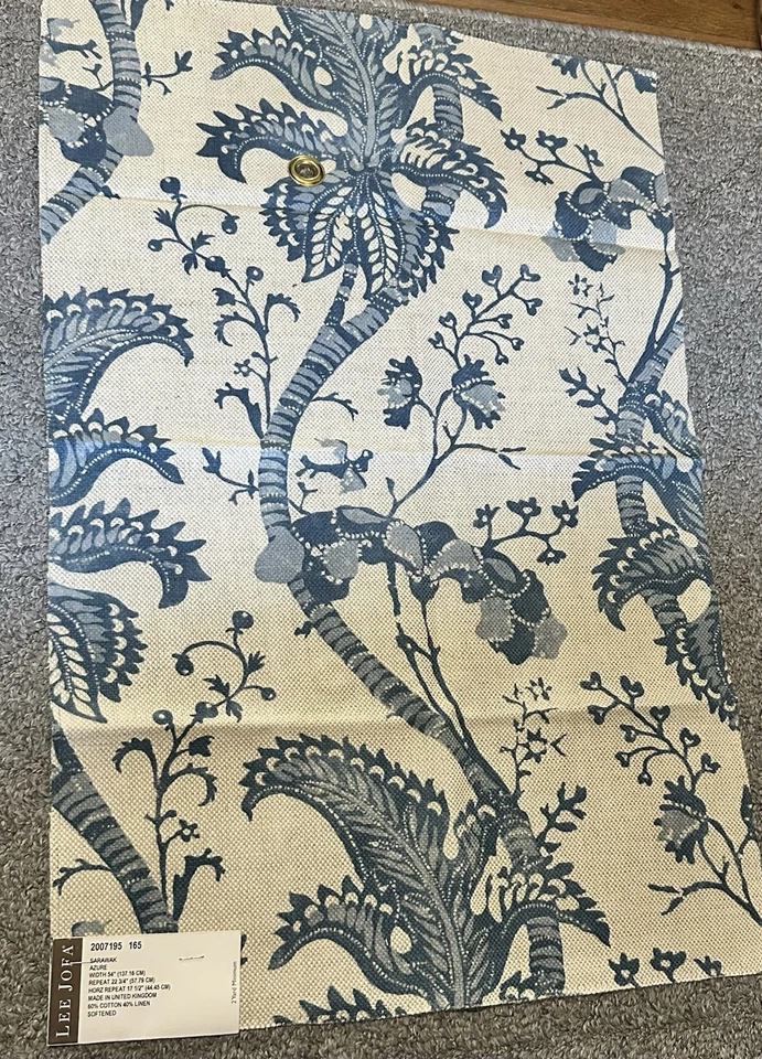 Lee Jofa Fabric Sample Remnant 16.25x24.5” Sarawak Azure Blue 2007195165 Crafts  - Image 1 of 4