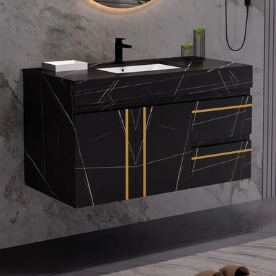 35.4" Wall Mounted Bathroom Vanity with Sink, Floating Vanity Cabinet, 2 Drawers - Image 1 of 4