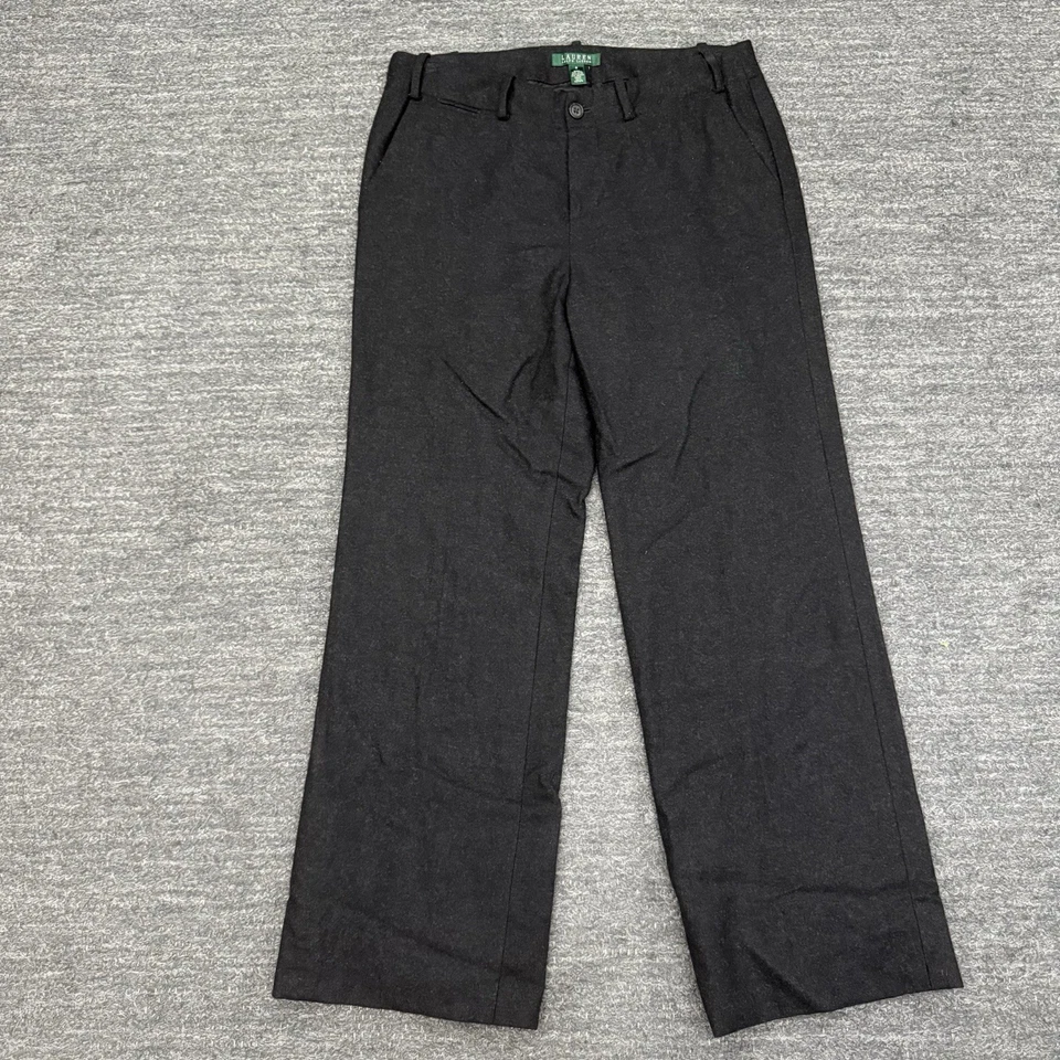 Vintage Lauren Ralph Lauren Pants Women 6 Gray Wool Angora Wide Leg Career Lined - Image 1 of 4