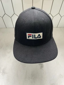 Fila Strap back Hat Black NWOT Wool Poly Baseball Cap Classic Logo Embroidered - Picture 1 of 14