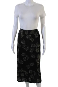 Vince Women Black Floral Silk Straight Pencil Skirt Long Size 4 - Picture 1 of 7