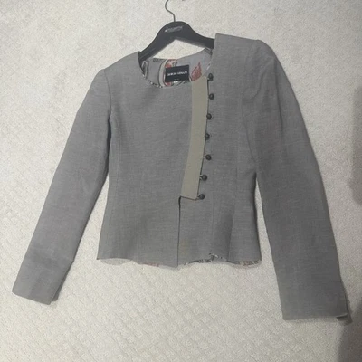 Vintage GIORGIO ARMANI Grey Linen & Silk Jacket Buttons Size 40 - Image 1 of 4