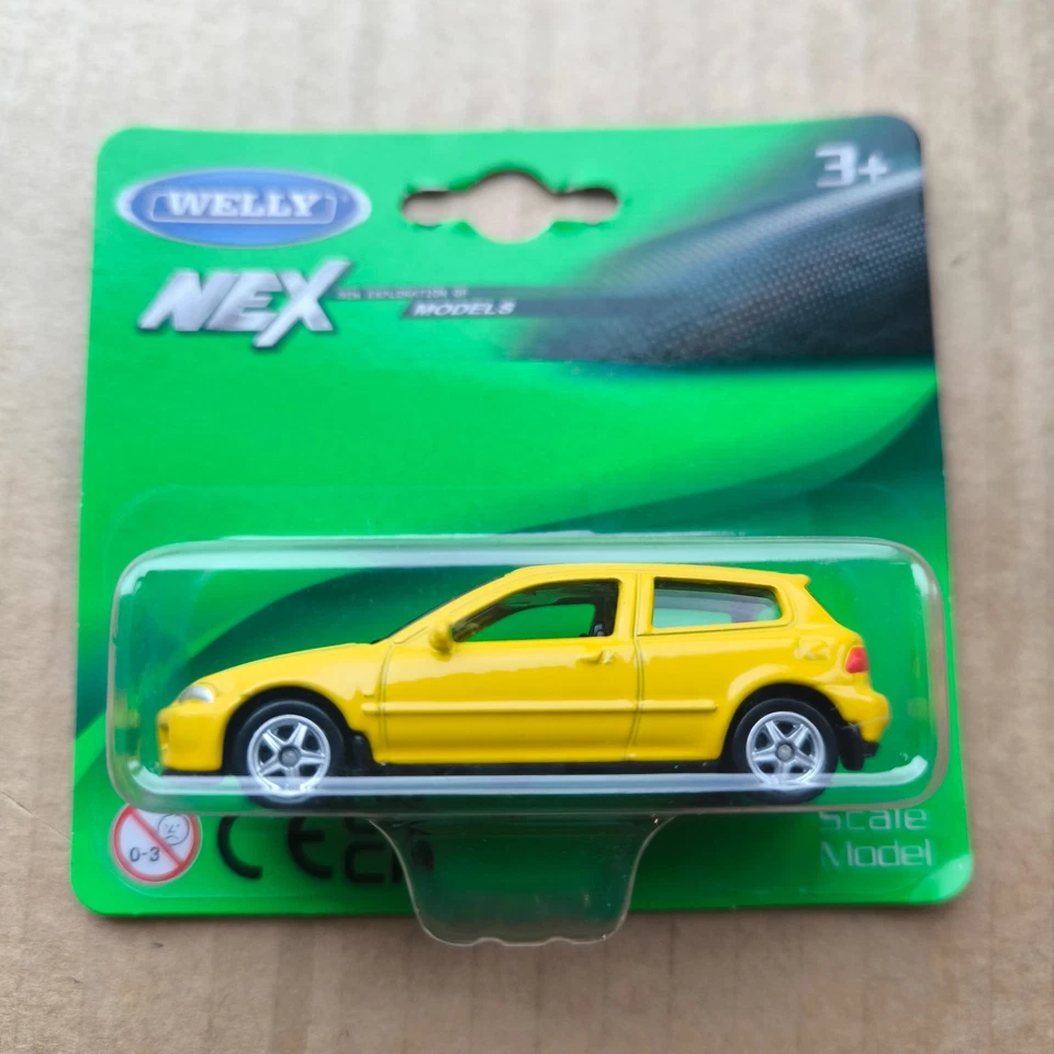 WELLY 1:64 escala 1:60 coche diecast hotwheels caja de cerillas tamaño HONDA CIVIC EC6 AMARILLO Foto 1 de 1