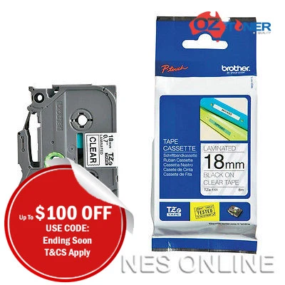 Brother TZ-141 P-touch Labelling Tape 18mmx8M PT1230 TZe141 BLACK-O-Clear TZe141 - image 1 of 1