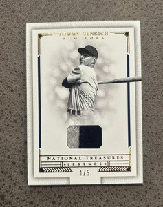 2016 National Treasures Tommy Henrich Legends Game Used Wool Jersey Patch 1/5 - Picture 1 of 2