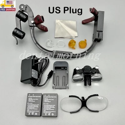 3.5X Diadema Quirúrgica Dental Lupa Binocular 5W Luz LED Cabeza 2 Leds Foto 1 de 4