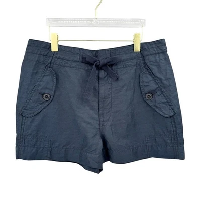 Pantalones Cortos Informales Vince Nuevos con Etiquetas M Azul Marino Lino Cordón Cintura Alta Utilitarios Verano Foto 1 de 4