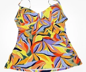 Anne Cole Womens Size Medium Tankini Swimsuit Top Adjustable Straps Vivid Color - Picture 1 of 7