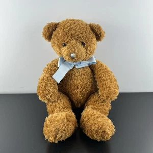 Fao Baby Plush Teddy Bear Brown Blue Thread Nose & Bow Tie Ribbon 13” Schwarz - Foto 1 di 8