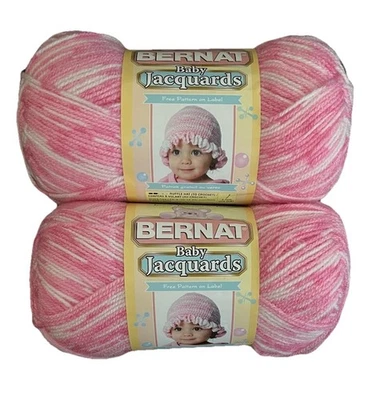 (2) Пряжа Bernat BABY JACQUARDS CHERRY BERRY #06415 розовая белая, 3,5 унции. - Изображение 1 из 4