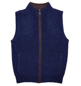 LL BEAN Men's Waterfowl Sweater Vest 100% Merino Wool 245457 Zip Blue Small S - Picture 1 of 8