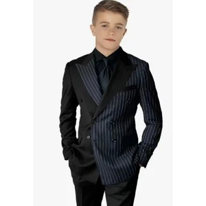 Striped Block Boy Suits Double Breasted Jacket Casual Kids Tuxedo Blazer Pant - Picture 1 of 40