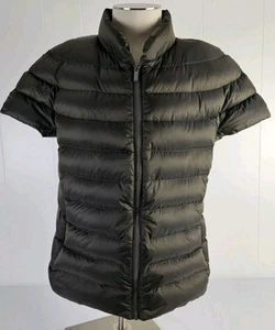 MARTHA STEWART DOWN PUFFER VEST CAP SLEEVE POCKETS SIZE SMALL OLIVE GREEN - Picture 1 of 10
