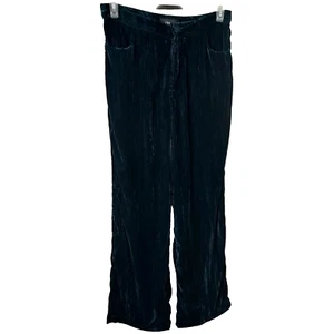 Cider Pants Crushed Velvet Womens Size XL Dark Green Zipper Front Pockets - Picture 1 of 11