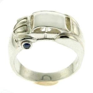 Anillo de plata esterlina zafiro y circonita cúbica VolksWagen escarabajo coche diseñador talla 8,5 - Imagen 1 de 5