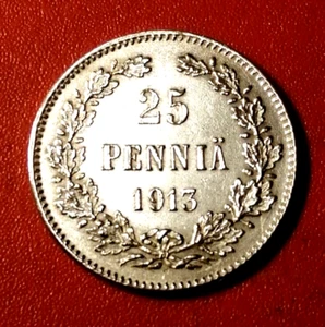 Finlandia * 25 peniques 1913 plata *cond. 1++*Imperio Nicolás II* - Imagen 1 de 2