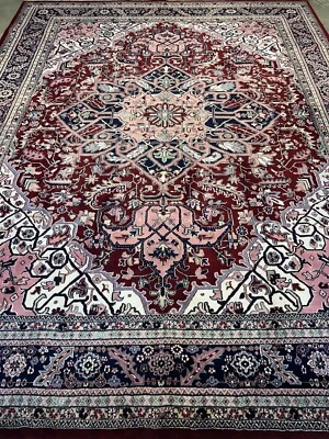 9'x11'9" Hand-Knotted Wool Geometric Herize Area Rug - Tribal Carpet - Image 1 of 4