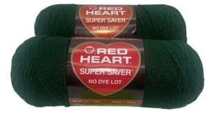 Lote de 2 madejas Red Heart Super Saver hilo cazador verde #0389 14,88 oz. total - Imagen 1 de 11