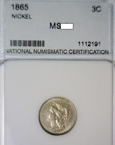 1865 ERROR BU ++ THREE CENT NICKEL Coin DOUBLE DIE CLASH NICE EARLY .03 Cent Pc Cover