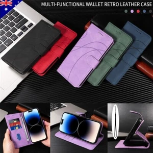 For iPhone 16 15 14 13 12 11 Pro Max XS Plus Leather Wallet Card Case Flip Cover - Picture 1 of 75