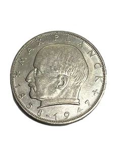 Germany - Federal Republic 2 Mark 1970 F KM116 Max Planck About Circulated Coin - Picture 1 of 4