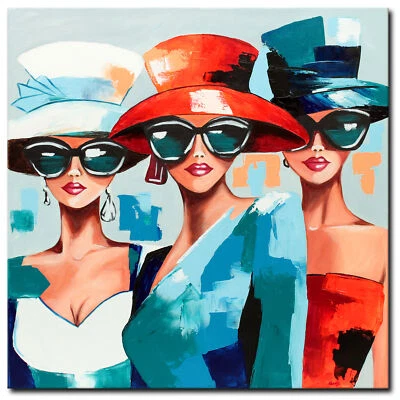 NOVAARTE Acryl Bild Gemälde Frauen Abstrakte Malerei Moderne Kunst Hut ORIGINAL - Bild 1 von 4